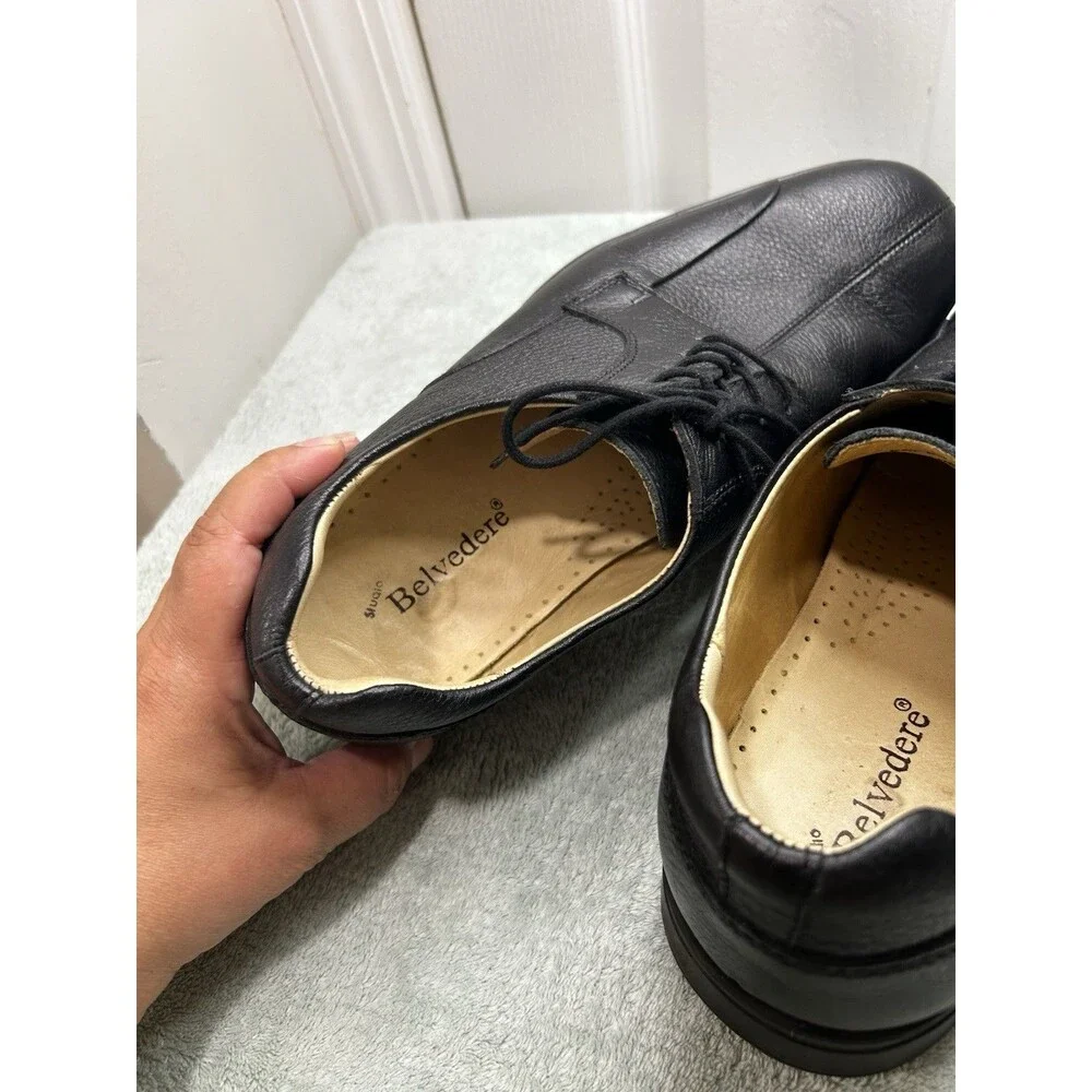 Belvedere Studio Bay Bridge Black Leather Lace-Up Oxford Dress Shoes 11 EEE